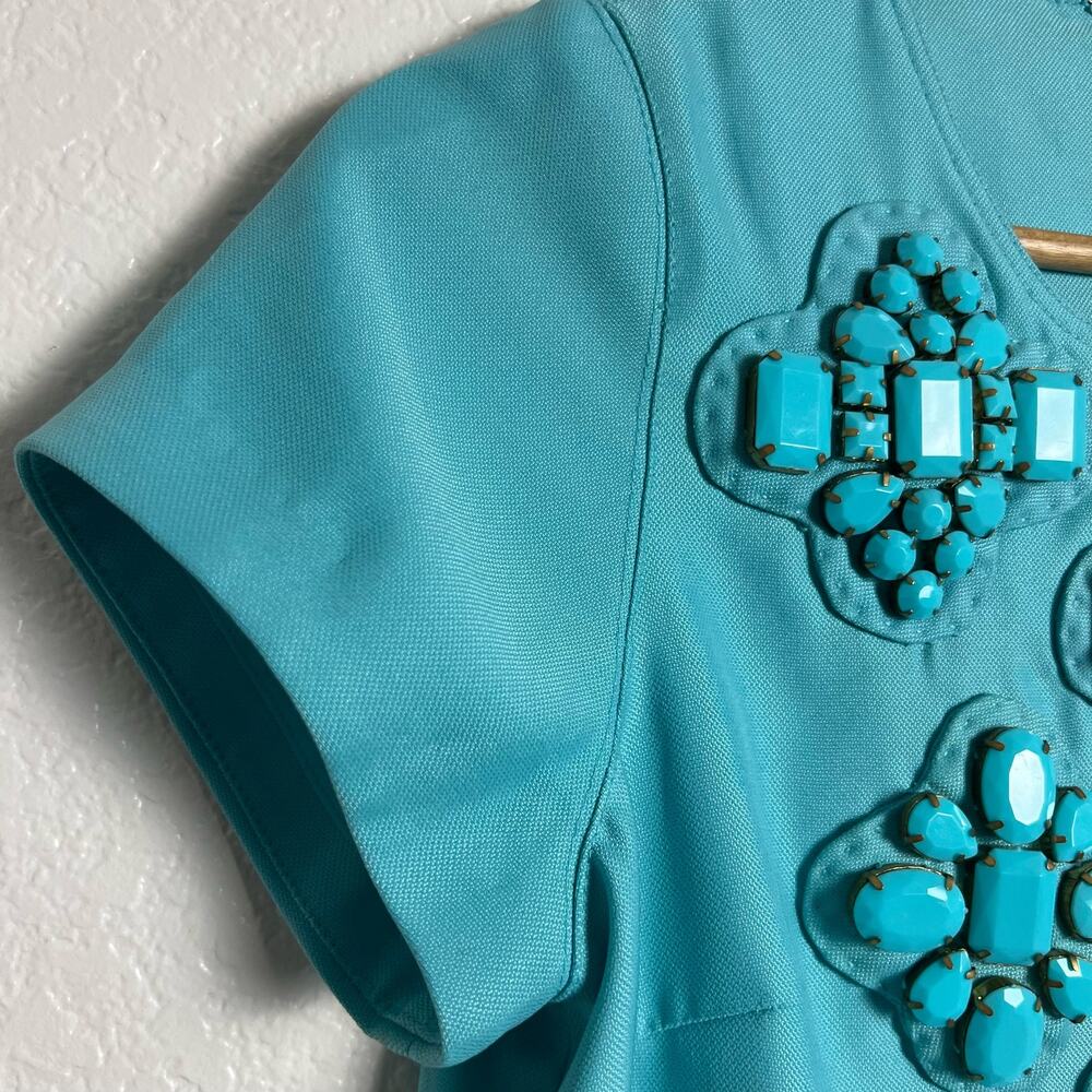 KARTA Turquoise Blue Jeweled Shift Dress Size S - Picture 3 of 5